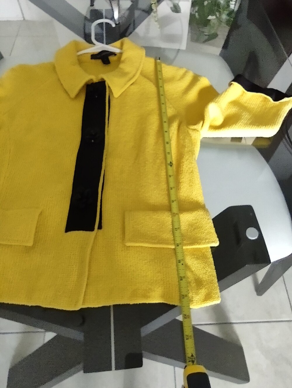 St. John Yellow Bouclé Blazer with Black Trim - Picture 9 of 9